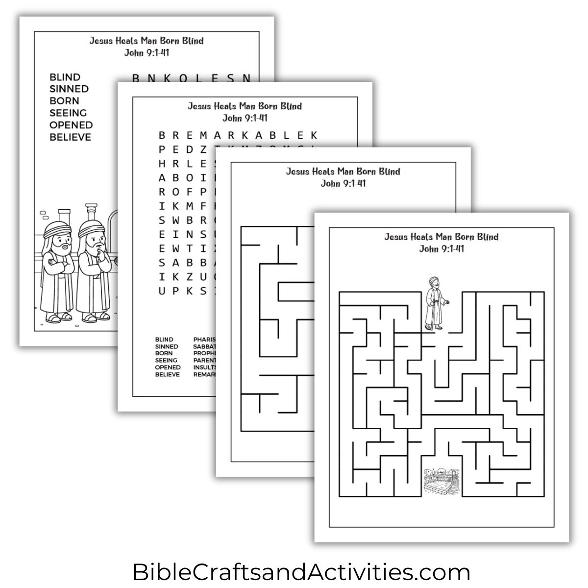 Jesus heals man born blind activity pages
