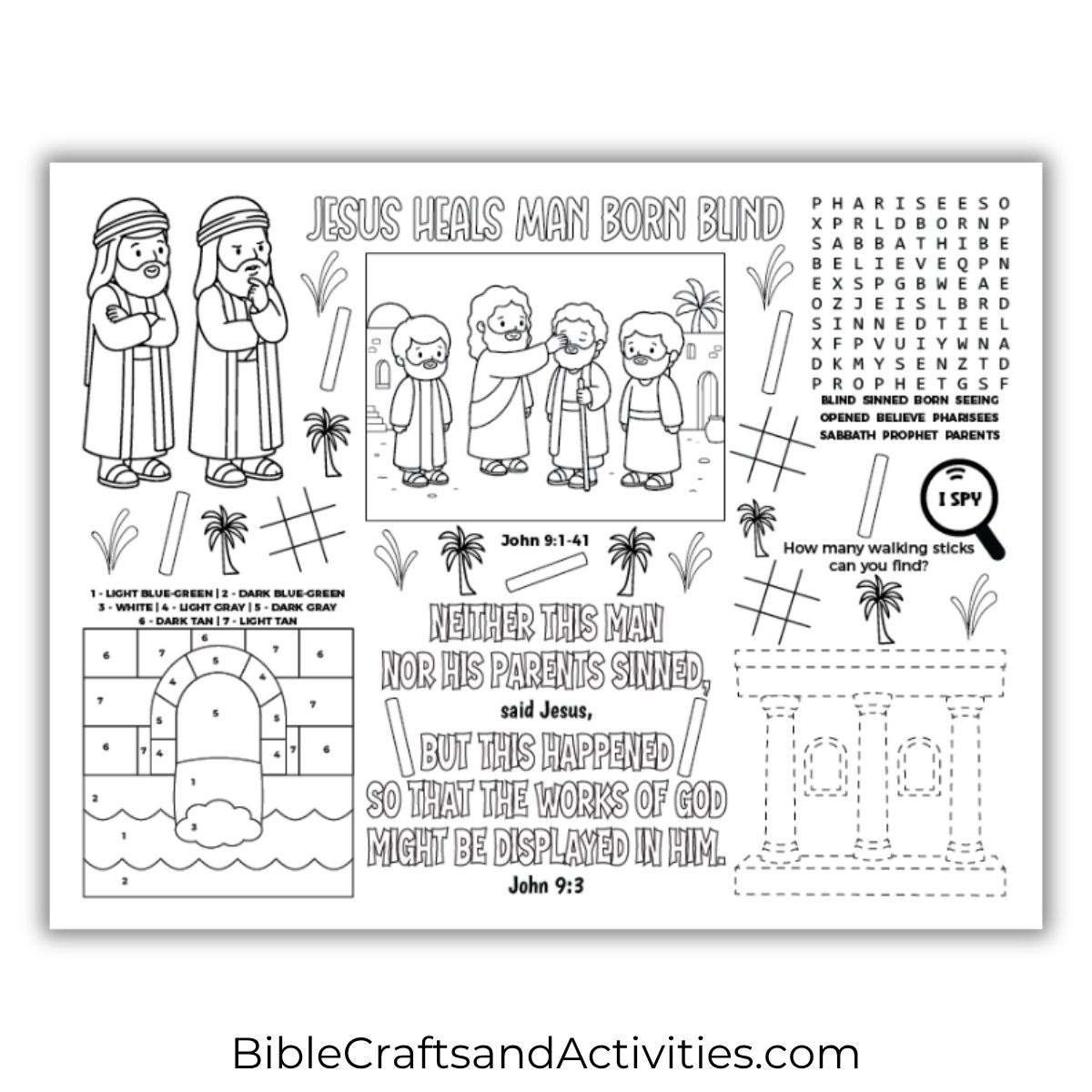 Jesus heals man born blind activity sheet
