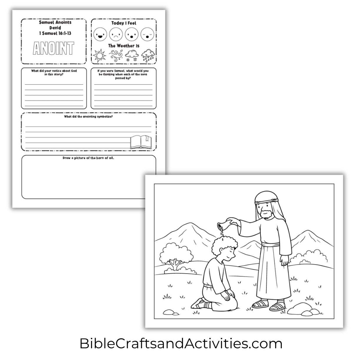 Samuel anoints David activity pages