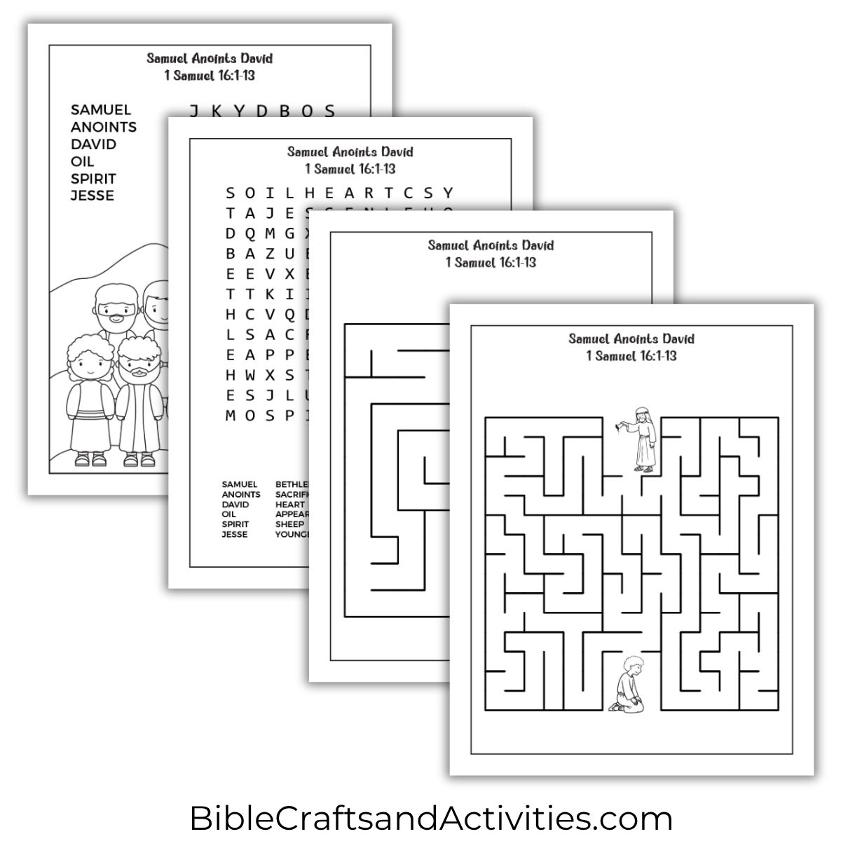 Samuel anoints David activity pages