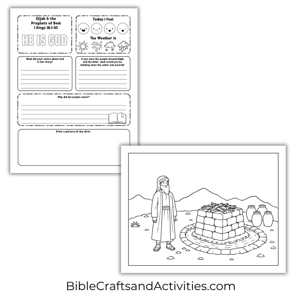 elijah and the prophets of baal activity pages