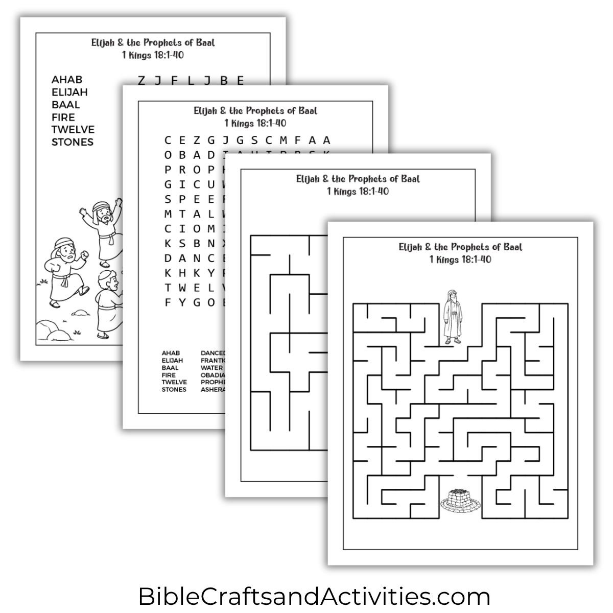 elijah and the prophets of baal activity pages