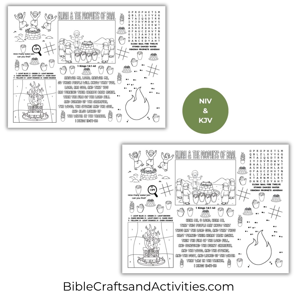 elijah and the prophets of baal activity sheet