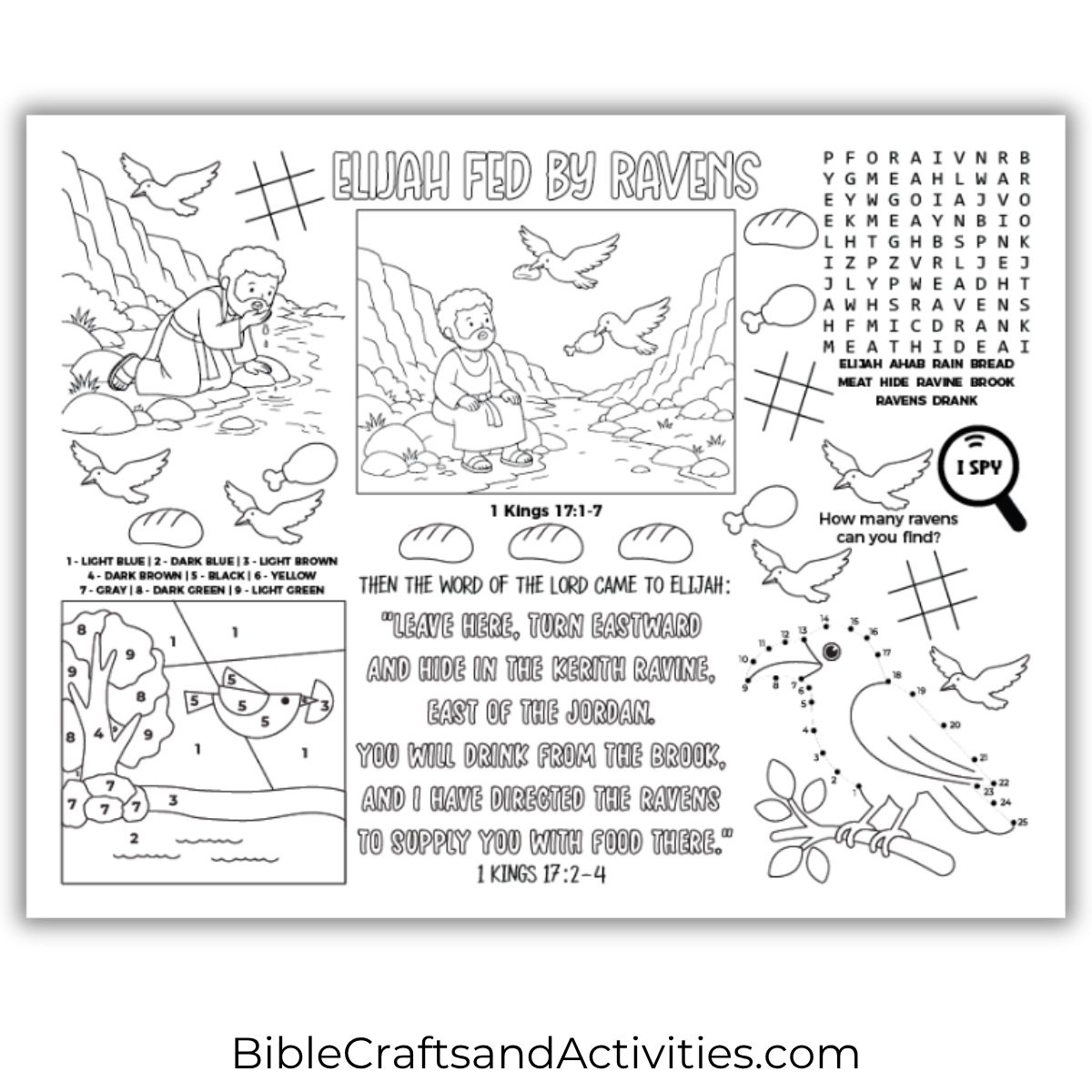 elijah fed by ravens activity sheet