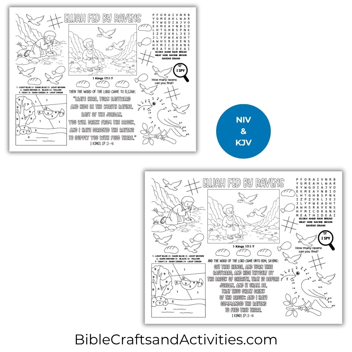 elijah fed by ravens activity sheet