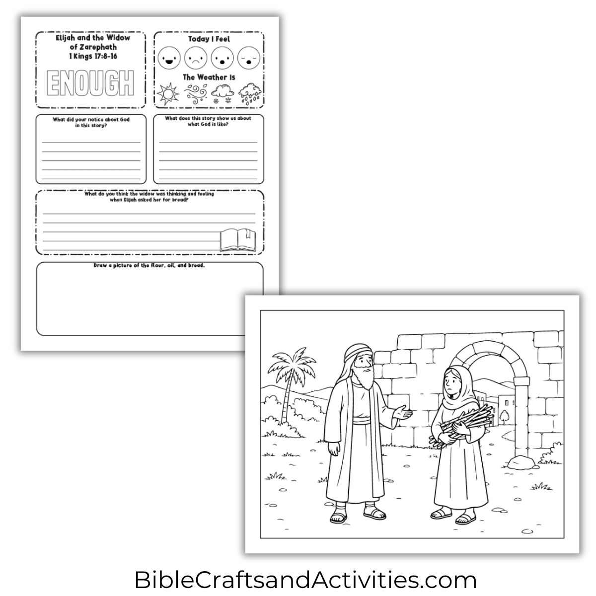 elijah and the widow of zarephath activity pages