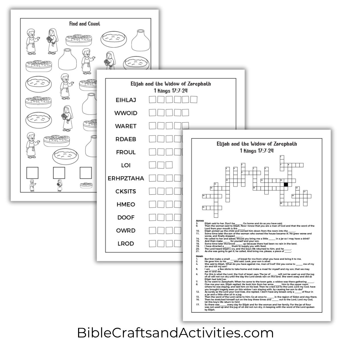 elijah and the widow of zarephath activity pages