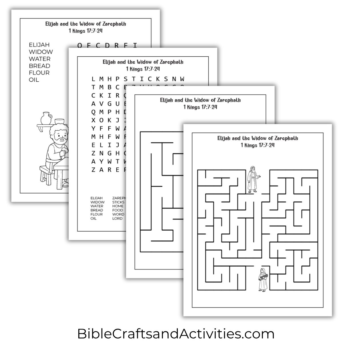 elijah and the widow of zarephath activity pages