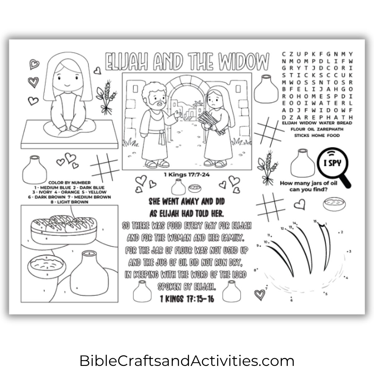 elijah and the widow of zarephath activity sheet