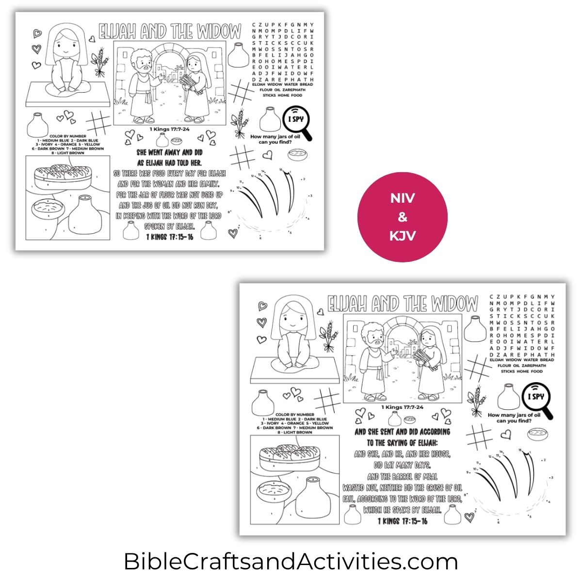 elijah and the widow of zarephath activity sheet