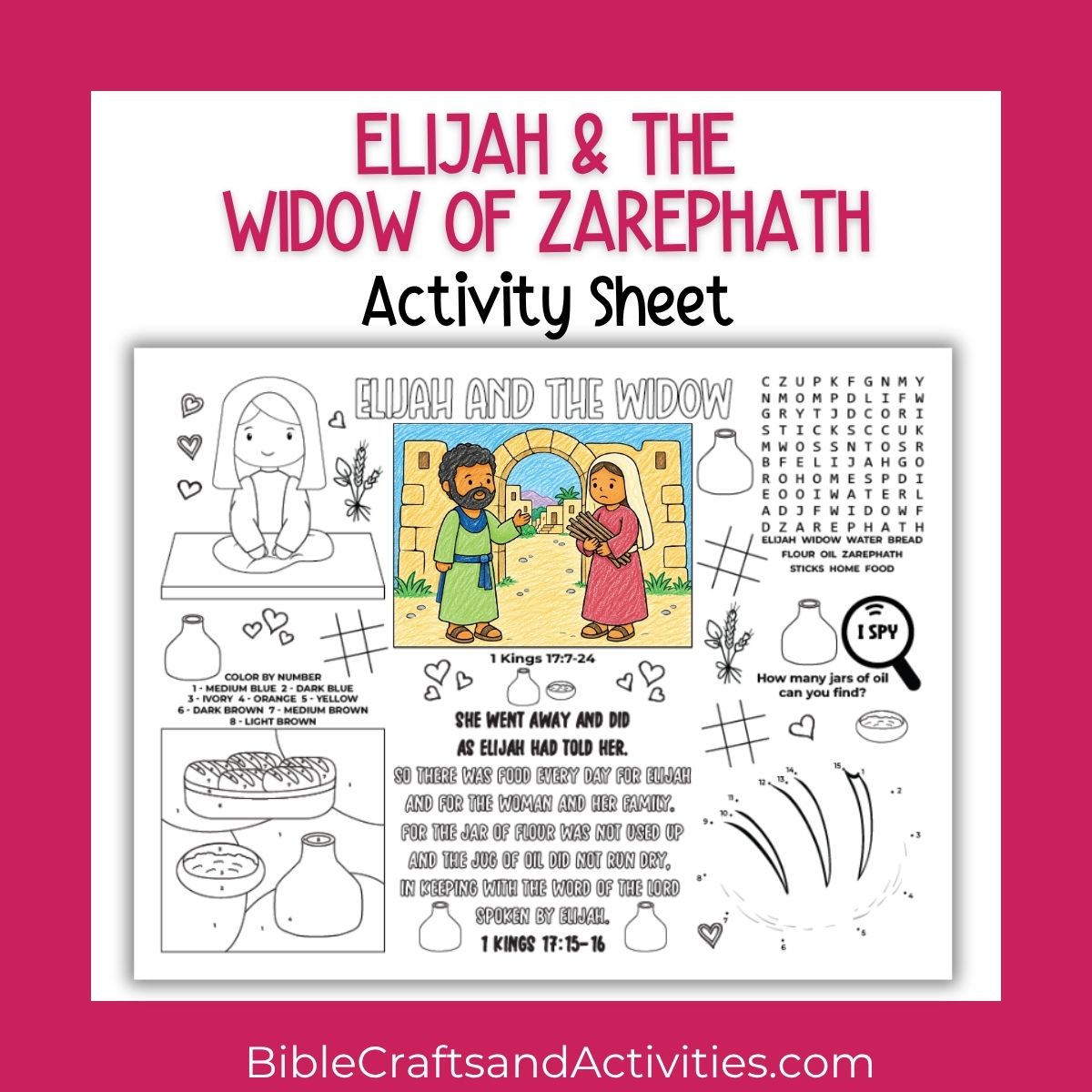 elijah and the widow of zarephath activity sheet