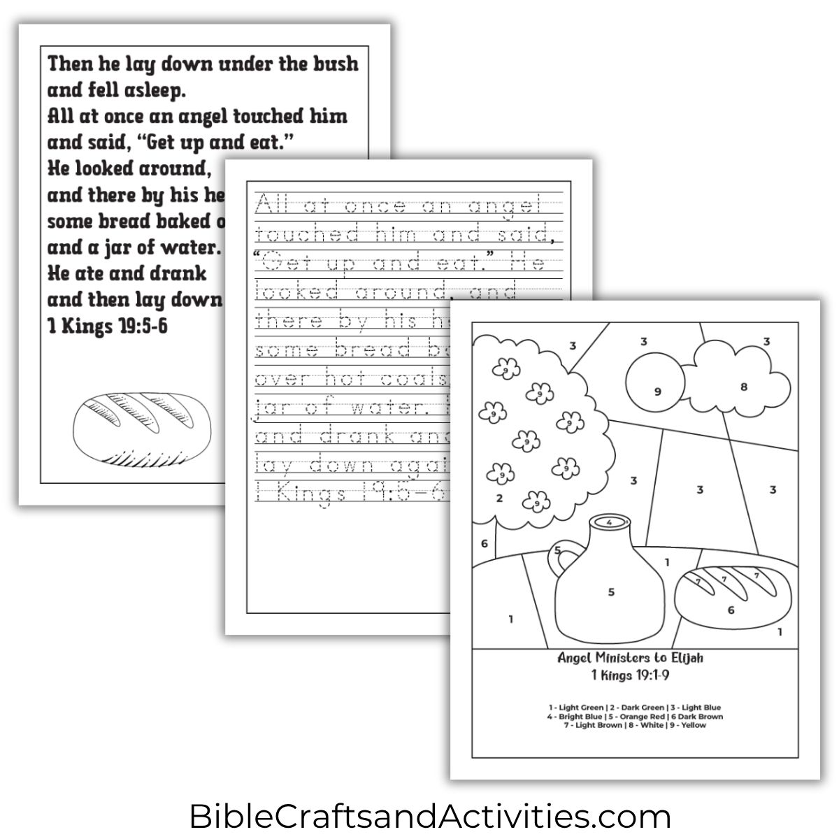 angel ministers to elijah activity pages