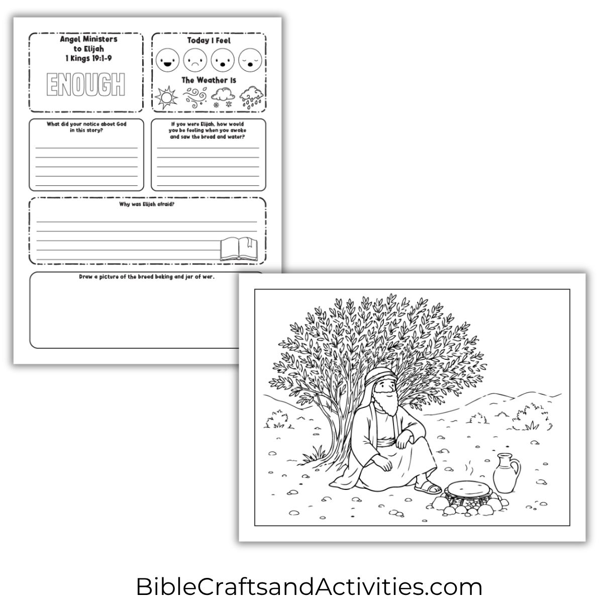 angel ministers to elijah activity pages