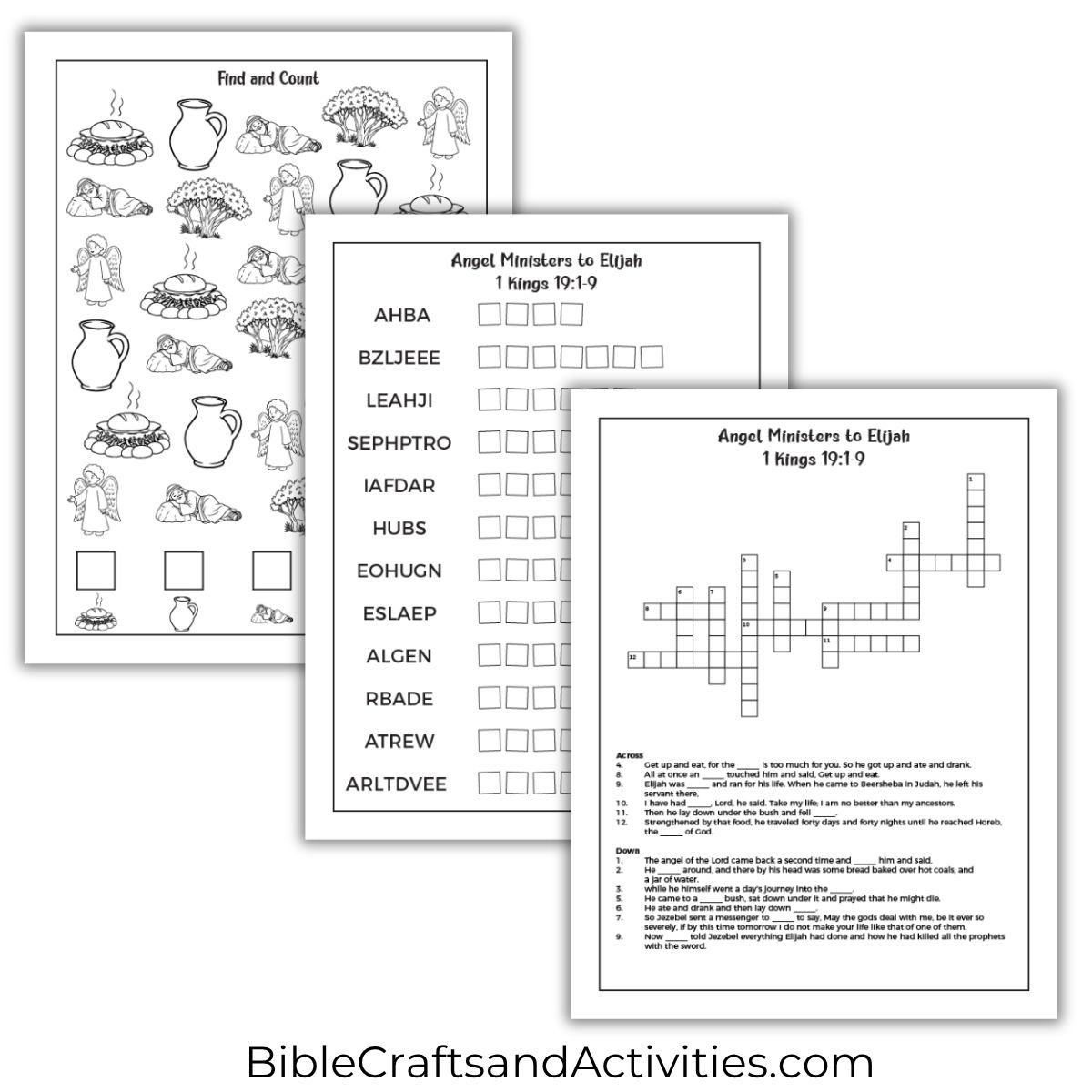 angel ministers to elijah activity pages