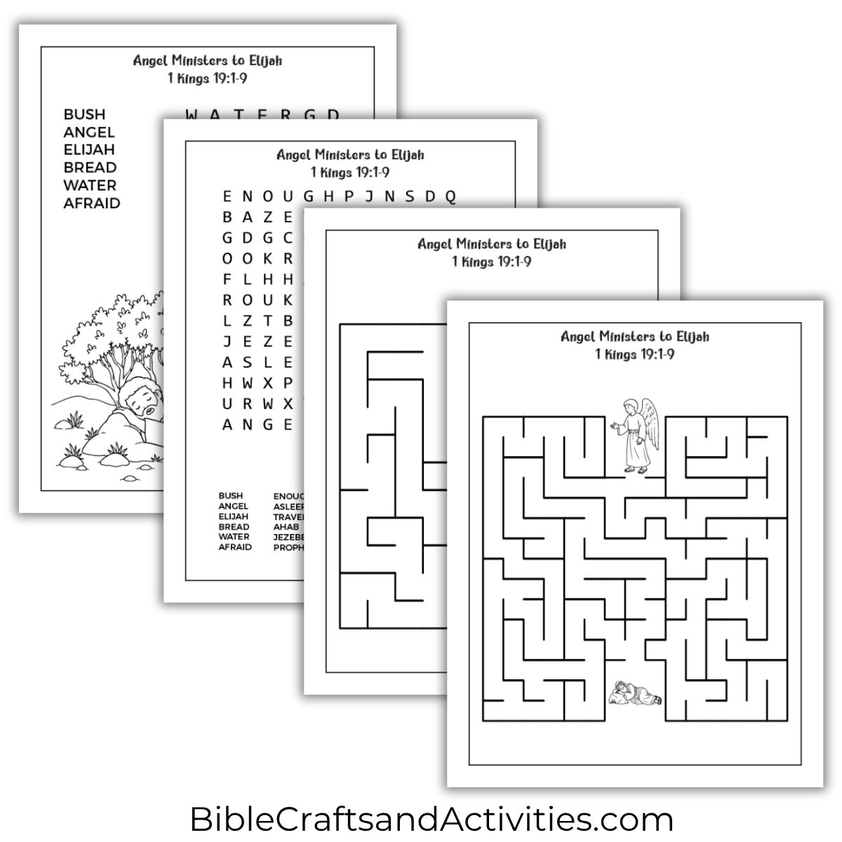 angel ministers to elijah activity pages