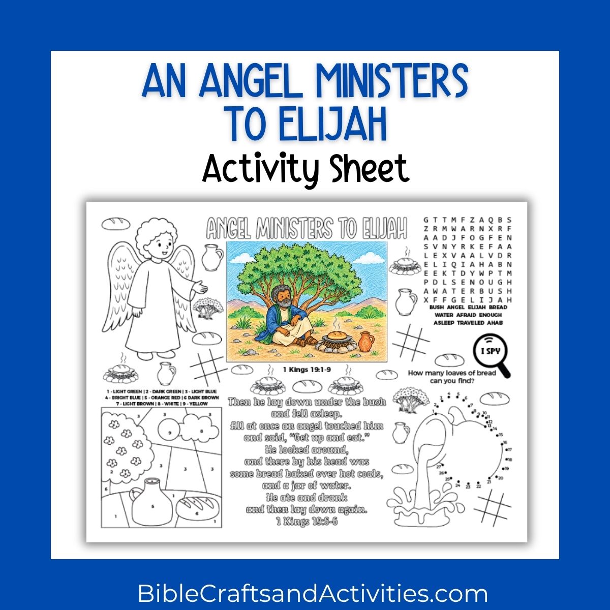 angel ministers to Elijah's activity sheet