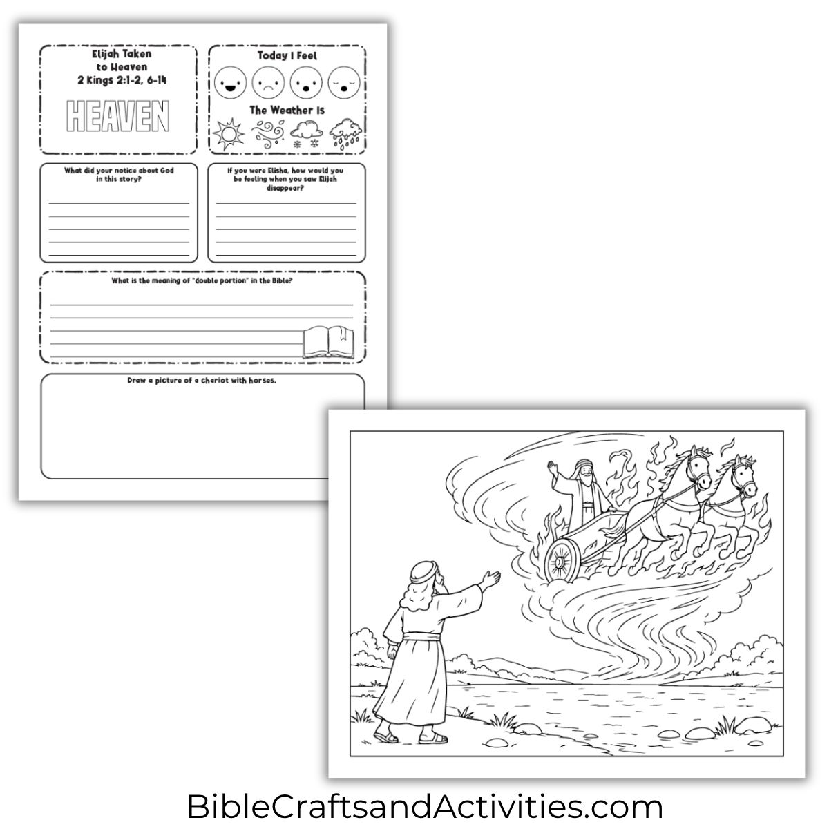 elijah taken to heaven activity pages