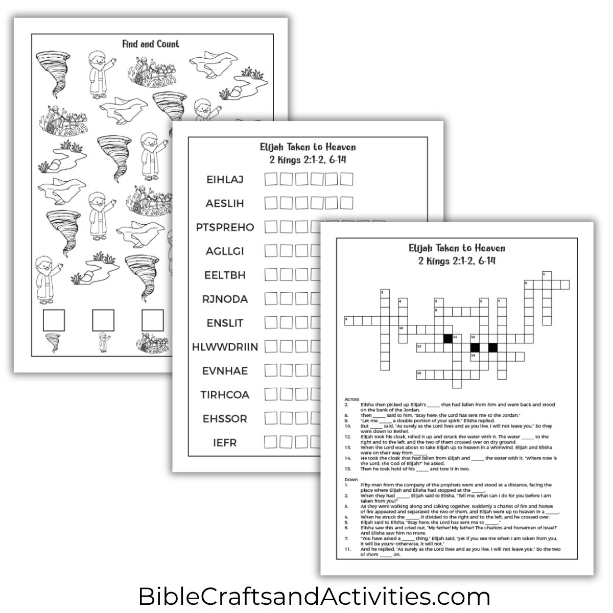 elijah taken to heaven activity pages