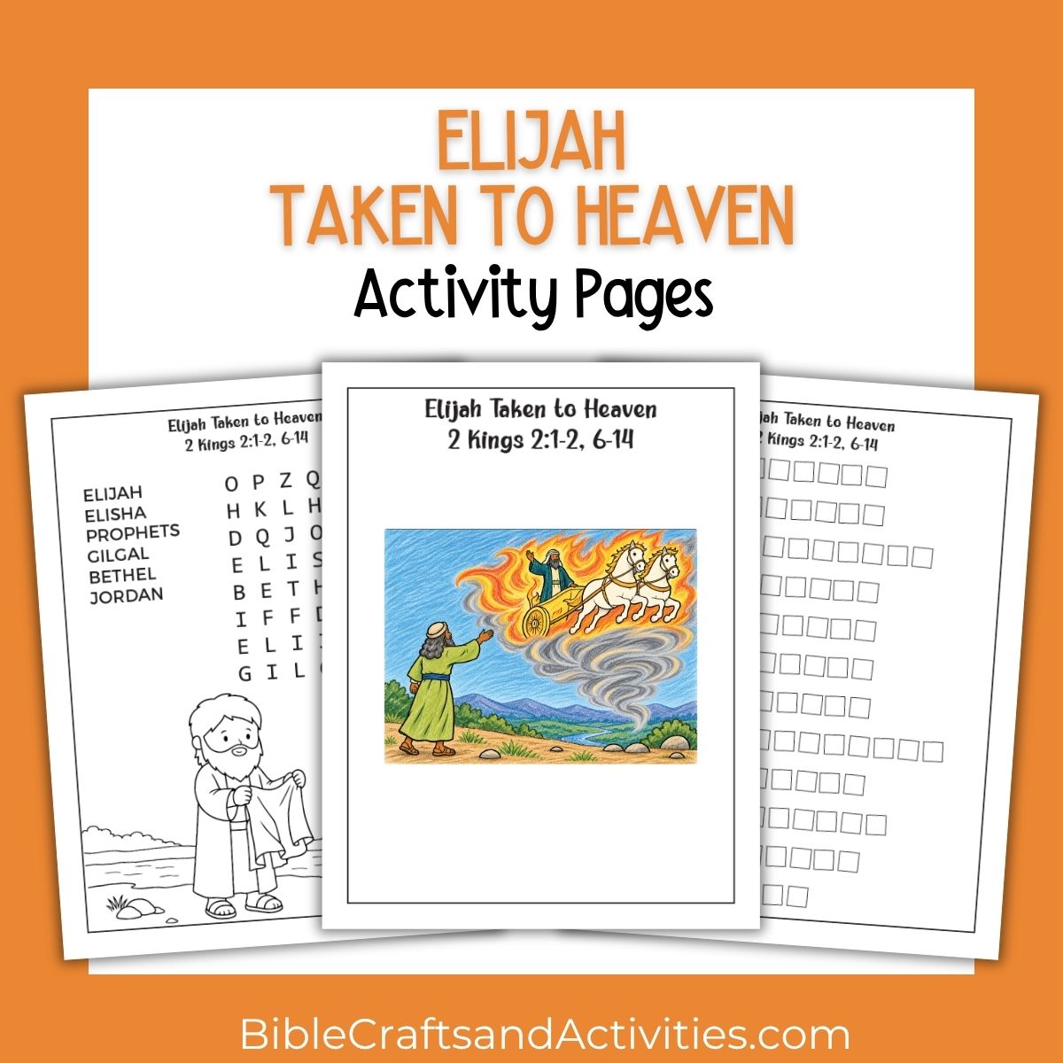 elijah taken to heaven activity pages