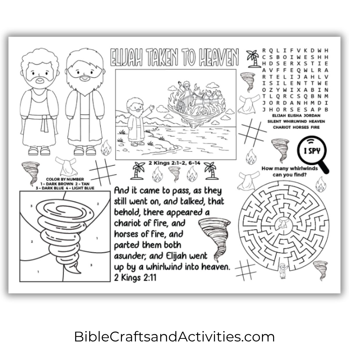 elijah taken to heaven activity sheet