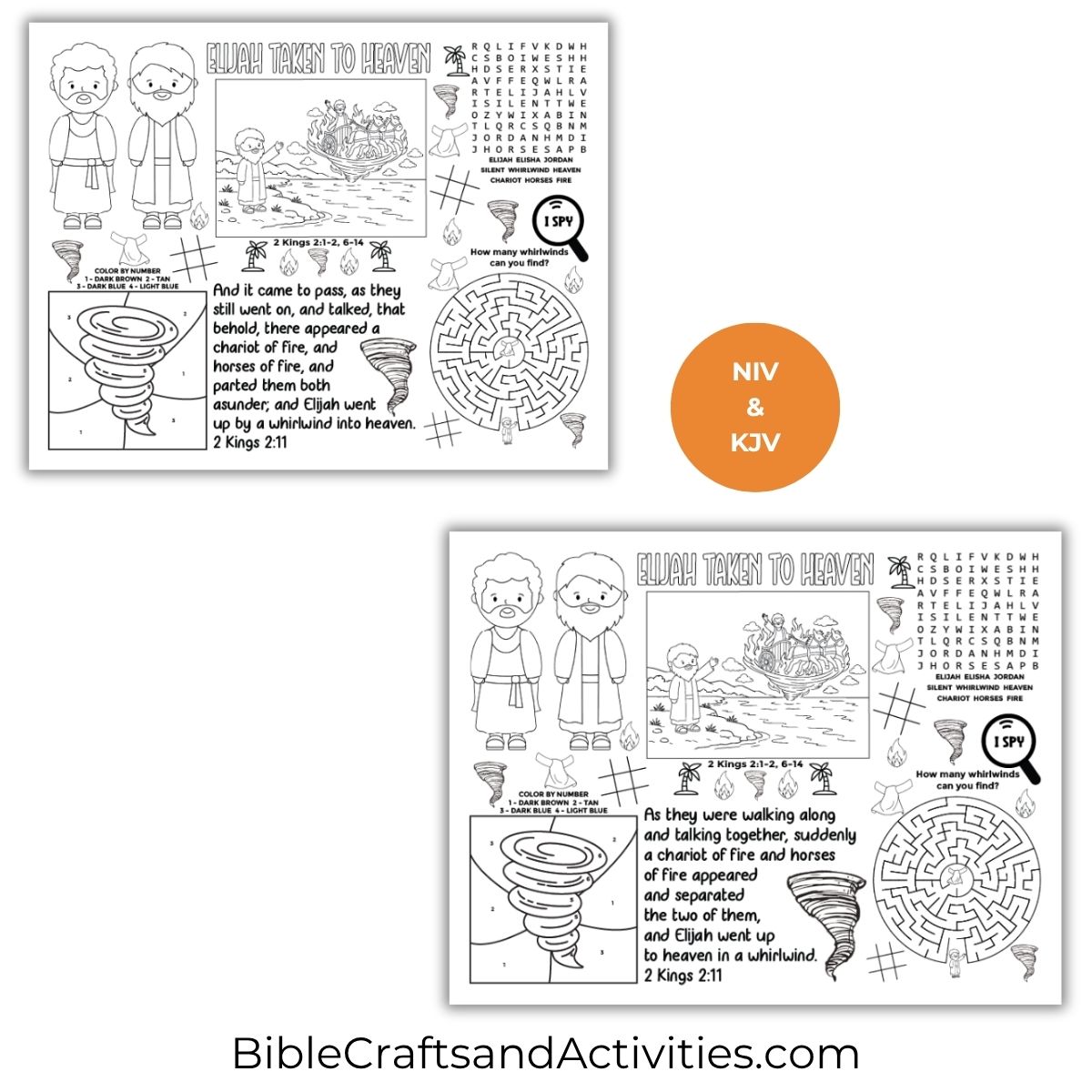 elijah taken to heaven activity sheet