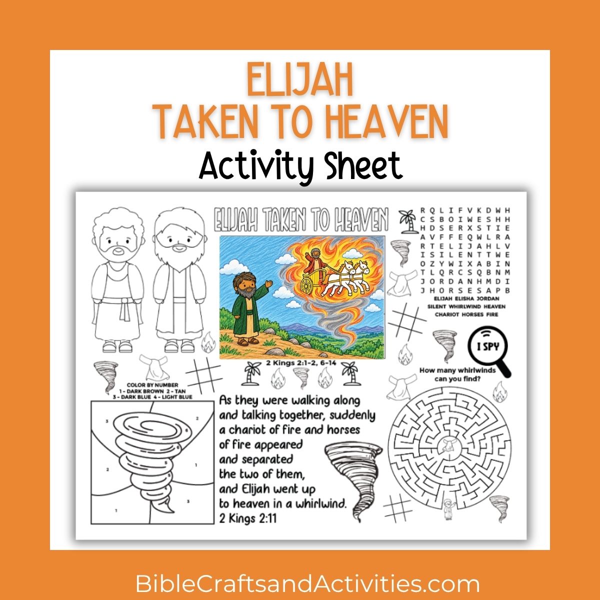 elijah taken to heaven activity sheet